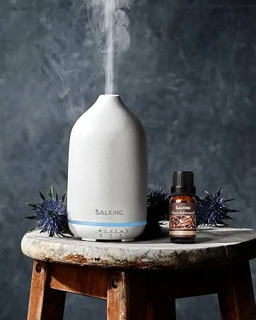 Aromatherapy Diffusers SALKING 100ml Metal Essential Oils Diffuser Humidifiers with 7 Colorful LED Lights Timer and Waterless Auto-Off for Home Decor Office Bedroom for Women - product information 6
