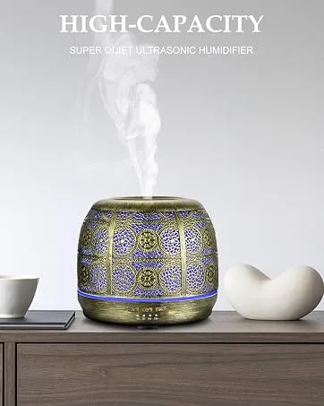 Aromatherapy Diffusers SALKING 100ml Metal Essential Oils Diffuser Humidifiers with 7 Colorful LED Lights Timer and Waterless Auto-Off for Home Decor Office Bedroom for Women - product information 7