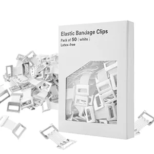 ORIENTOOLS 50pcs Elastic Bandage Clips Stretch Metal Clasps for Various Types Bandages Replaceable Wrap Fastener Clips Latex-Free White - Elastic