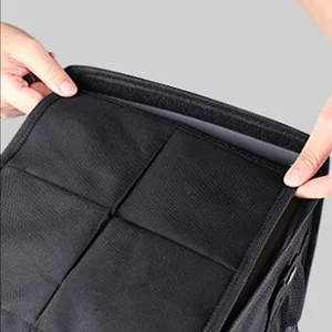 PowerTiger Car Rubbish Bin with Lid Auto Trash Bag Garbage Recycle Bin with 3 Mesh Pocket Black 10 L Capacity 10L - carbin1