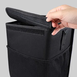 PowerTiger Car Rubbish Bin with Lid Auto Trash Bag Garbage Recycle Bin with 3 Mesh Pocket Black 10 L Capacity 10L - carbin3