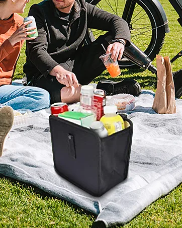 PowerTiger Car Rubbish Bin with Lid Auto Trash Bag Garbage Recycle Bin with 3 Mesh Pocket Black 10 L Capacity 10L - product information 3