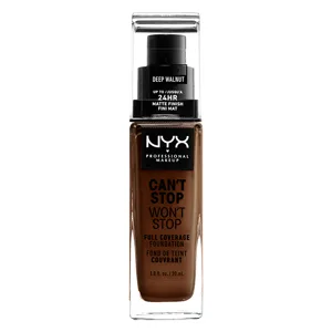 NYX Professional Makeup Can't Stop Won't Stop Full Coverage Foundation Long Lasting Waterproof Vegan Formula Matte Finish Shade: Deep walnut 22.7 Deep Walnut - product information 20