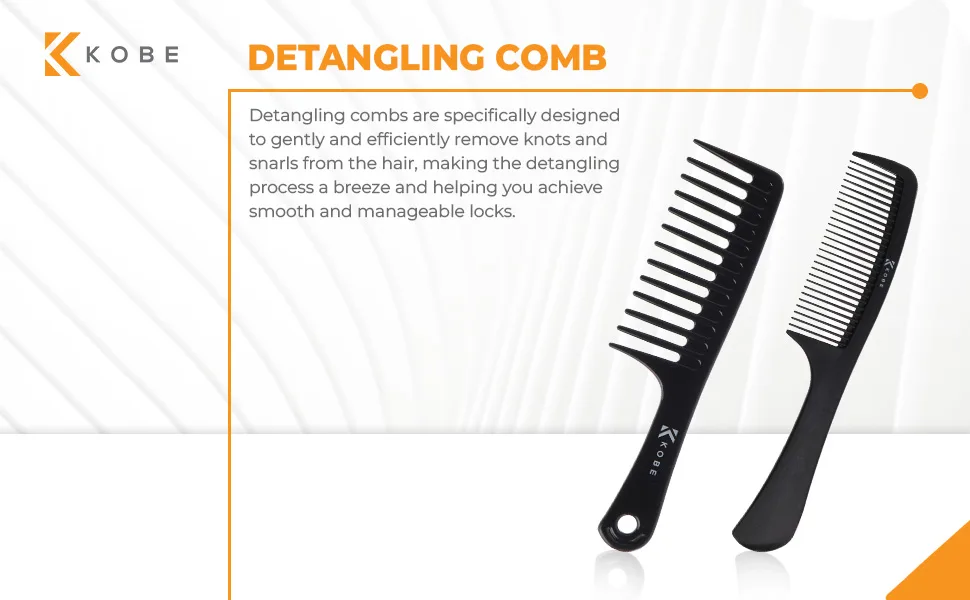 Kobe Professional Carbon Fibre Tail Comb Fine Teeth Lightweight Shatter-Proof Anti-Static and resistant to high temperatures. Back combing weaving tinting perming & styling 227mm long. - Kobe Carbon Combs 002
