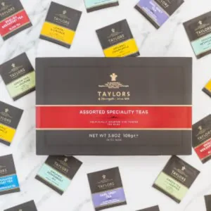 Taylors of Harrogate Assorted Speciality Teas Selection Gift Box 108 g (48 tea bags in total) Assorted Speciality Selection Box - Lifestyle Image