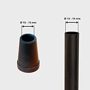KMINA - Walking Stick Rubber Tips 16 mm and 15 mm (x4 Units) 5/8" Ferrules for Walking Sticks Walking Stick Rubber Ends Stoppers for Walking Sticks Walking Stick Ferrules Black - product information 11
