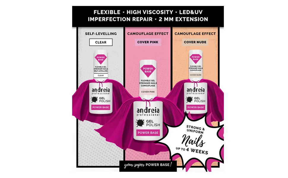 Andreia Professional Clear Gel Nail Polish Power Base - High Viscosity Base for Stronger Nails - Builder Base Gel for Small Nail Extensions - Vegan - Clear - 10.5 ml PB Clear - power base