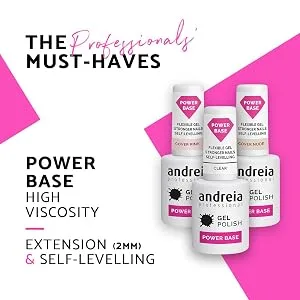 Andreia Professional Clear Gel Nail Polish Power Base - High Viscosity Base for Stronger Nails - Builder Base Gel for Small Nail Extensions - Vegan - Clear - 10.5 ml PB Clear - power base