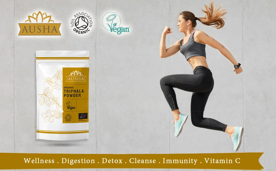 Ausha Organic Triphala Powder - 250g l Certified Organic by Soil Association - Triphala