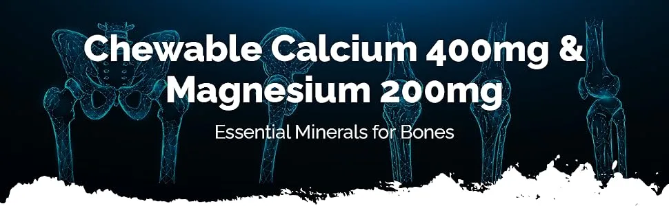 Chewable Calcium & Magnesium Tablets (120 Tablets) | Delicious Tropical Flavour | Vegan & Vegetarian Friendly | Crucial Nutrients for Bones & Muscles | Optimal 2:1 Ratio - E1131