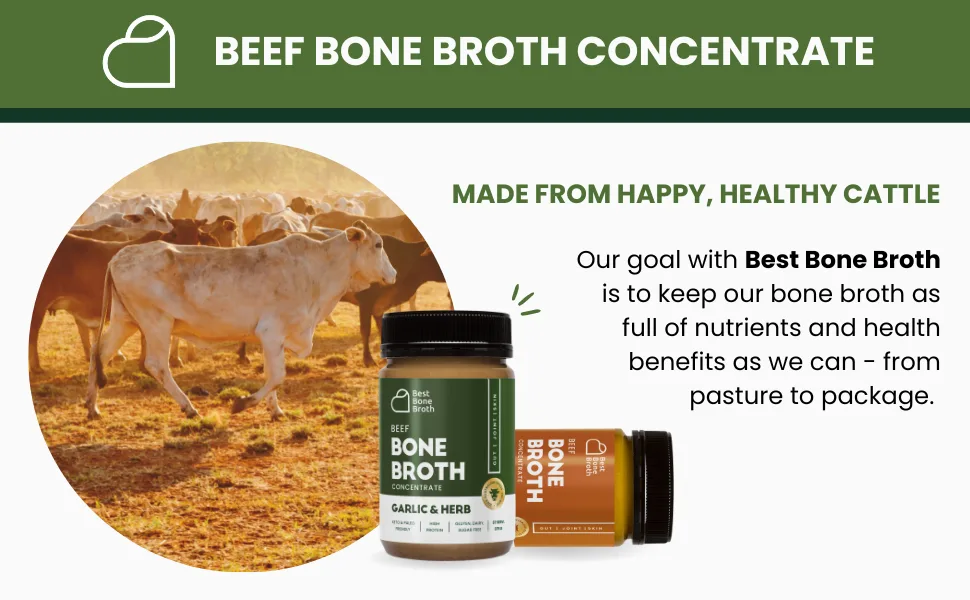 Best Bone Broth Premium Beef Bone Broth Concentrate - 100% Sourced from Grass Fed Pasture-Raised Cattle - Bone Broth Protein and Collagen - Bone Broth Soup - 375g (37 Servings) - beef bone broth collagen liquid