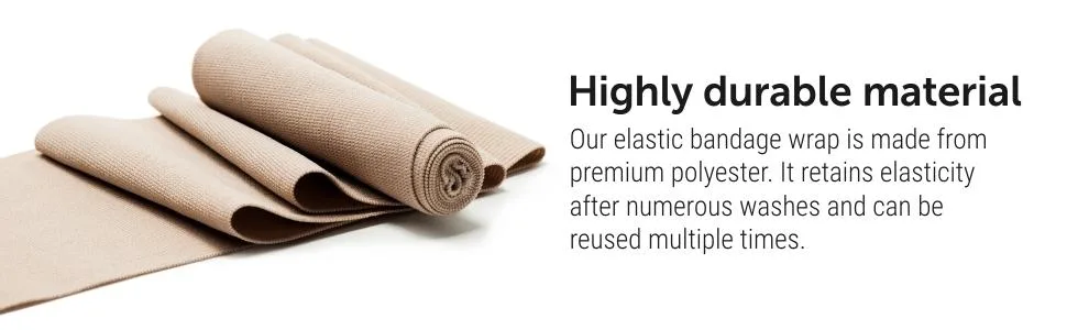 Premium Compression Bandage - 4pk (2x7.5cm + 2x10cm) +12 Extra Clips - Durable Elastic Bandage Wrap - Reusable Elasticated Bandage - Stretches up to 4.6m 4 Piece Set - elastic bandage compression bandages for legs body wrap medical clips stretch roll leg