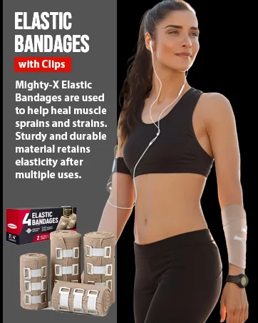Premium Compression Bandage - 4pk (2x7.5cm + 2x10cm) +12 Extra Clips - Durable Elastic Bandage Wrap - Reusable Elasticated Bandage - Stretches up to 4.6m 4 Piece Set - Elastic bandages with clips