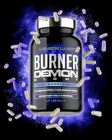 Pre Workout Demon - Hardcore Pre-Workout Powder Supplement with Creatine Caffeine Beta-Alanine and Glutamine (Blue Raspberry 360g) Blue Raspberry 40 Servings (Pack of 1) - burner Night