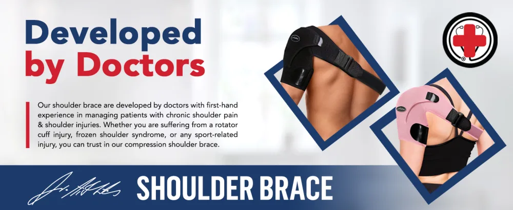 Dr. Arthritis Doctor Developed Shoulder Support/Shoulder Strap/Shoulder Brace & Handbook (Black) - Doctor Developed Shoulder Support