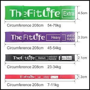 TheFitLife Resistance Pull Up Bands - Pull-Up Assist Exercise Bands Long Workout Loop Bands for Body Stretching Powerlifting Fitness Training Bonus Carrying Bag and Workout Guide Green - pull up assistance bands