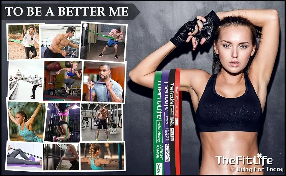 TheFitLife Resistance Pull Up Bands - Pull-Up Assist Exercise Bands Long Workout Loop Bands for Body Stretching Powerlifting Fitness Training Bonus Carrying Bag and Workout Guide Black - pull up bands