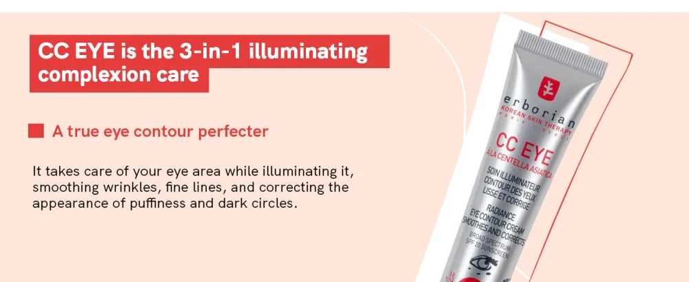 Erborian - CC Eye Cream with Centella Asiatica - Illuminating Moisturizing and Correcting Tinted Eye Cream SPF 20 - Smoothes and Corrects Dark Circles - 10 ml Clair - Erborian - CC eye