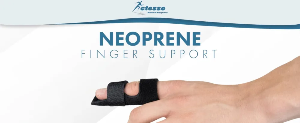 Actesso Neoprene Finger Splint Brace Injury Support for Mallet Finger Trigger Finger Finger Pain & Broken Finger for Index Middle & Ring (Black) - Neoprene Finger