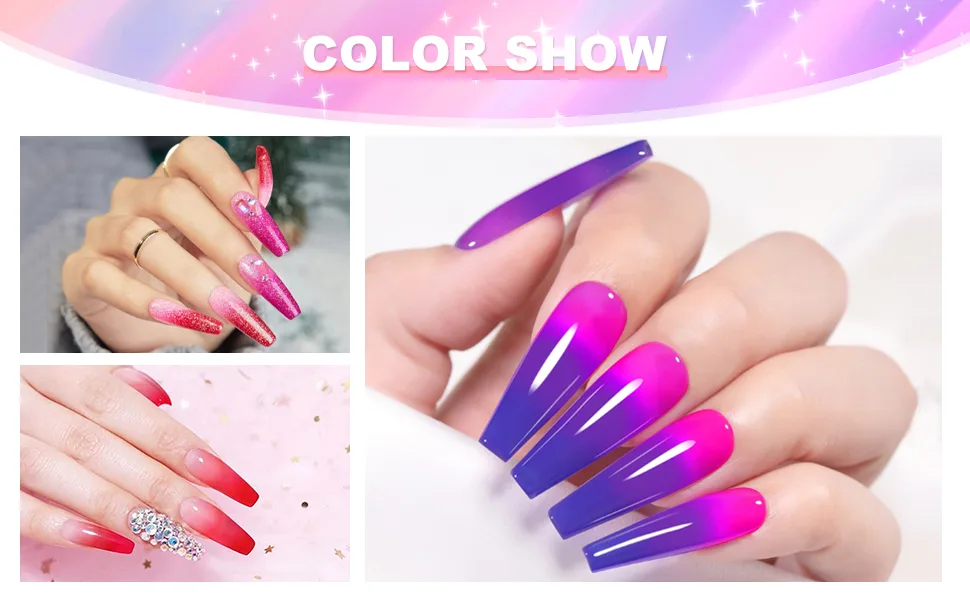 28g/Box Red and White Temperature Change Shine Glitter Dip Powder Nails Dipping Nails Long-lasting Nails No UV Light Needed (No.2) Dip - W-No.2 - UKA - color change dip powder mood change dip powder mood change dipping powder purple red glitter pink