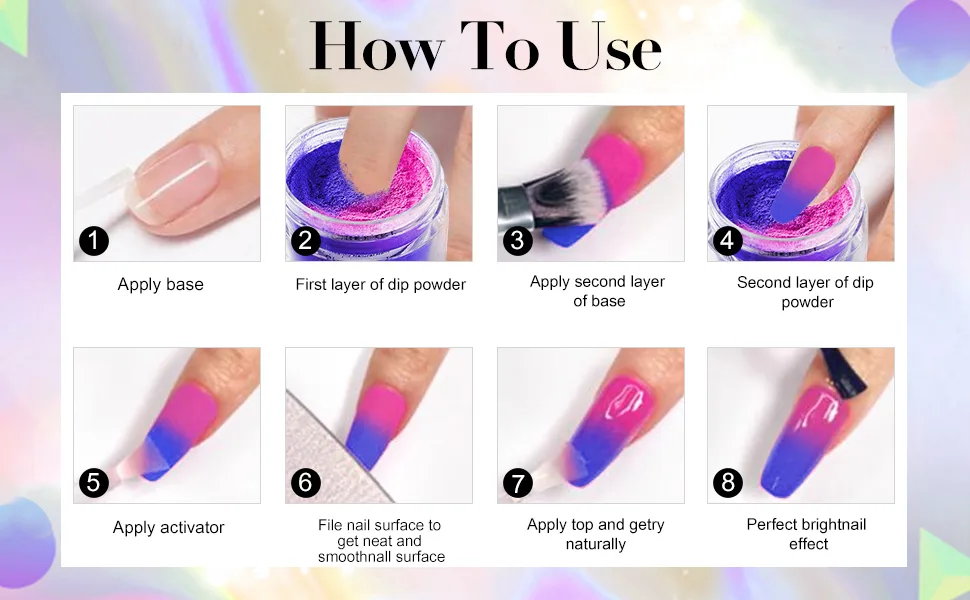 28g/Box Red and White Temperature Change Shine Glitter Dip Powder Nails Dipping Nails Long-lasting Nails No UV Light Needed (No.2) Dip - W-No.2 - UKA - dipping powder starter kit dip colors acrylic nail kit nails nail blue purple pink red honey joy