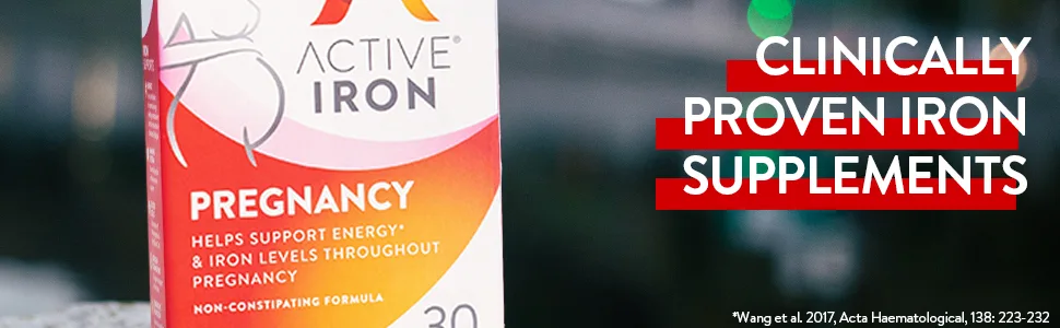 Active Iron Pregnancy | 30 Iron Capsules | 17mg Iron Supplement | Non-Constipating Formula | Fights Tiredness & Fatigue | 1-Month Supply - Active Iron Pregnancy middle of box