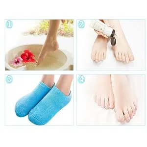 Pinkiou Moisturising Gel Socks Silicone Socks for Dry Cracked Skin Soft Moisturizing Softening Reparing for Women and Men(Blue) Socks Blue - product information 21
