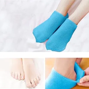 Pinkiou Moisturising Gel Socks Silicone Socks for Dry Cracked Skin Soft Moisturizing Softening Reparing for Women and Men(Blue) Socks Blue - product information 22