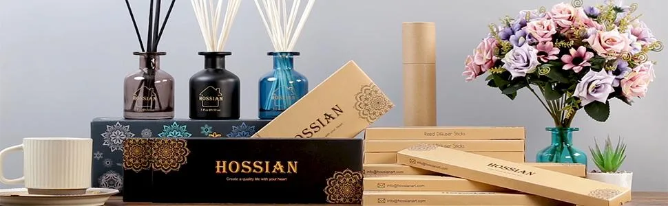HOSSIAN 50pcs Black Fibre Reed Thick Diffuser Sticks for Diffuser Oils Fragrance Refill - Fibre Reeds for Diffusers(Black7.5/19cm) Black7.5"/19cm - reed diffuser sticks1