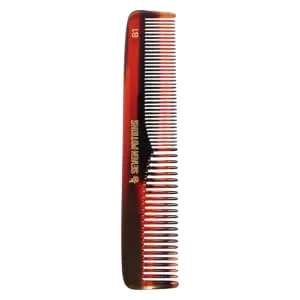 Seven Potions Beard Comb Fine and Coarse-Tooth Comb for Men's Hair Beard & Moustache Handmade (14.5 cm / 5.7 inch) Beard Comb B1 - 1 one Seven Potions brown Beard Comb standing upright white background