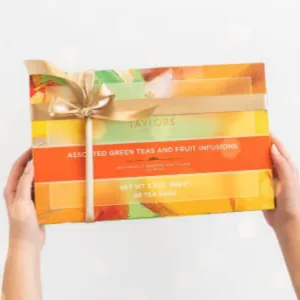 Taylors of Harrogate Assorted Green Teas and Fruit Infusions Selection Gift Box 96 g (48 Tea Bags in Total) Assorted Green Teas & Fruit Infusion - Lifestyle Image