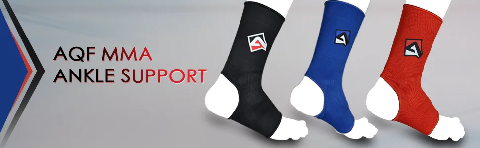 AQF MMA Ankle Support Muay Thai Foot Brace Guard Kick Boxing Sprains Achilles Tendon Pain Relief Protector Elasticated Breathable Compression Sleeve (Black L) Black L - ankle support
