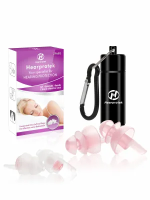 Hearprotek Sleeping Ear Plugs 2 Pairs Ear Plugs (32db & 30db) Ultra Soft Noise Reduction and Hearing Protection earplugs for Side Sleepers snoring Working Construction(Pink) - ear plugs sleep