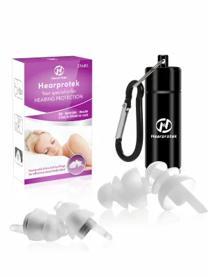 Hearprotek Sleeping Ear Plugs 2 Pairs Ear Plugs (32db & 30db) Ultra Soft Noise Reduction and Hearing Protection earplugs for Side Sleepers snoring Working Construction(White) - ear plugs for sleep