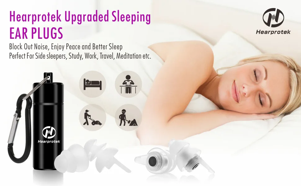 Hearprotek Sleeping Ear Plugs 2 Pairs Ear Plugs (32db & 30db) Ultra Soft Noise Reduction and Hearing Protection earplugs for Side Sleepers snoring Working Construction(White) - ear plugs for sleeping