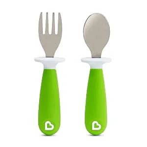 Munchkin Raise Toddler Fork And Spoon Set - (1 Fork & 1 Spoon) Assorted Colours - toddler fork and spoons