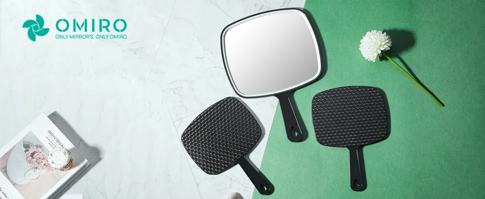 OMIRO Hand Mirror Black Handheld Plain Mirror with Handle Square M M (Pack of 1) - product information 21