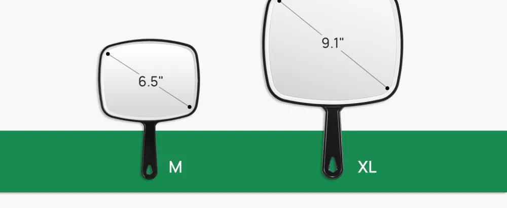 OMIRO Hand Mirror Black Handheld Plain Mirror with Handle Square M M (Pack of 1) - product information 24