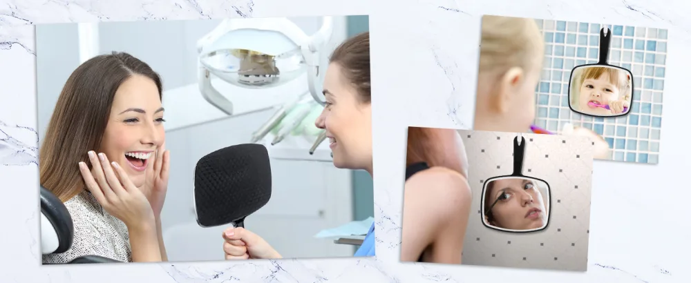 OMIRO Hand Mirror Black Handheld Plain Mirror with Handle Square M M (Pack of 1) - product information 25