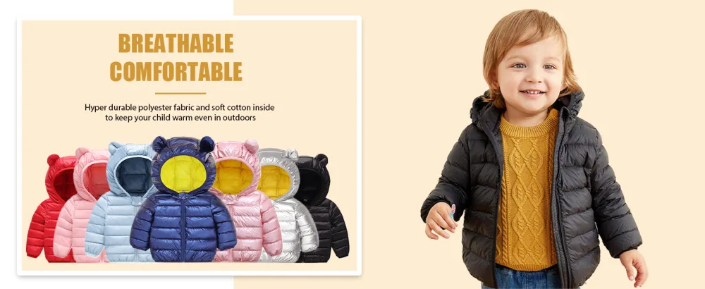 Baby Puffer Jacket Winter Hooded Coat Padded Jacket Lightweight Outerwear Outfits Silver 100cm E 110 - product information 20