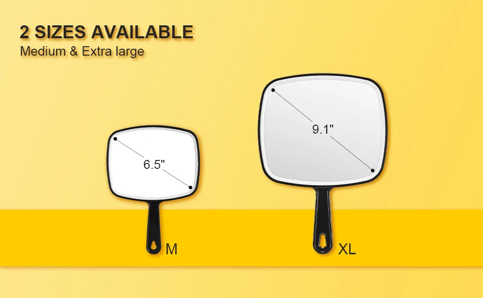 OMIRO Hand Mirror Extra Large Black Handheld Mirror with Handle 23cm W x 32cm L X-Large (Pack of 1) - 2 SIZES