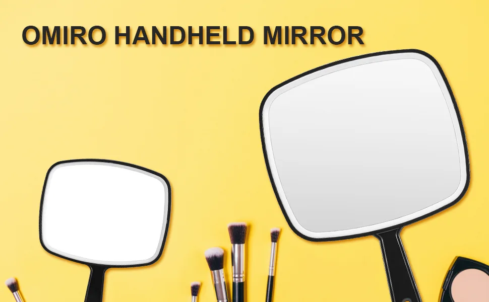 OMIRO Hand Mirror Extra Large Black Handheld Mirror with Handle 23cm W x 32cm L X-Large (Pack of 1) - OMIRO HANDHELD MIRROR