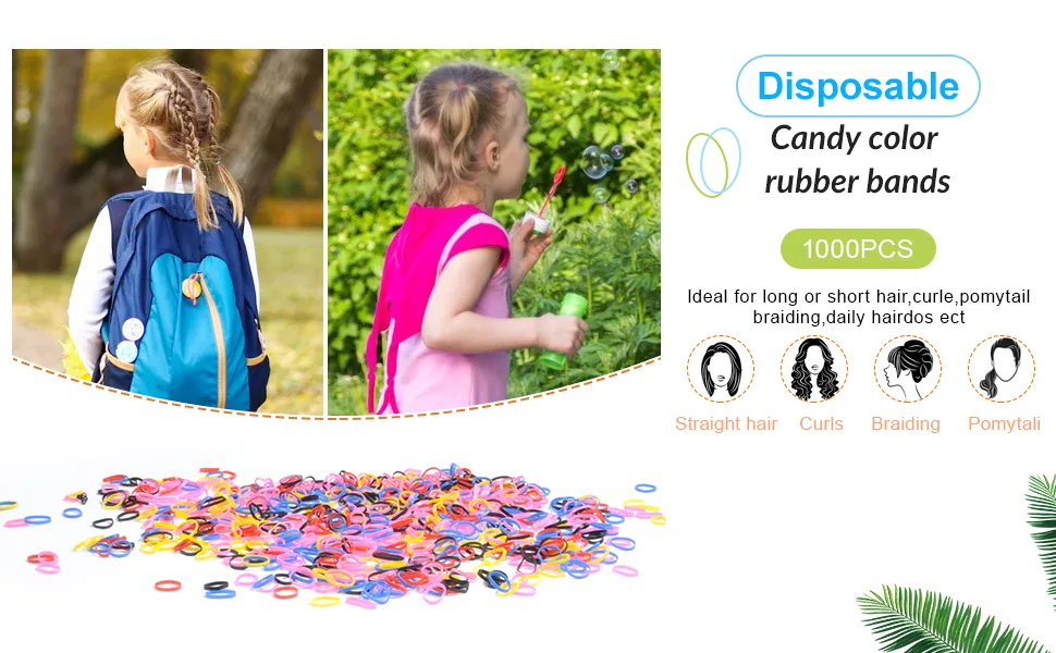 1000 PCS Mini Rubber Bands MORGLES Small Elastic Hair Bands Hair Rubber Bands for Kids(Multi-colored) - rubber bands
