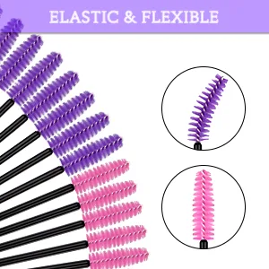 200Pcs Disposable Eyelash Brushes MORGLES Disposable Mascara Wands Eye Lash Applicator Eyebrow Brush Makeup Kit(Pink&Purple) - Mascara Wands pp