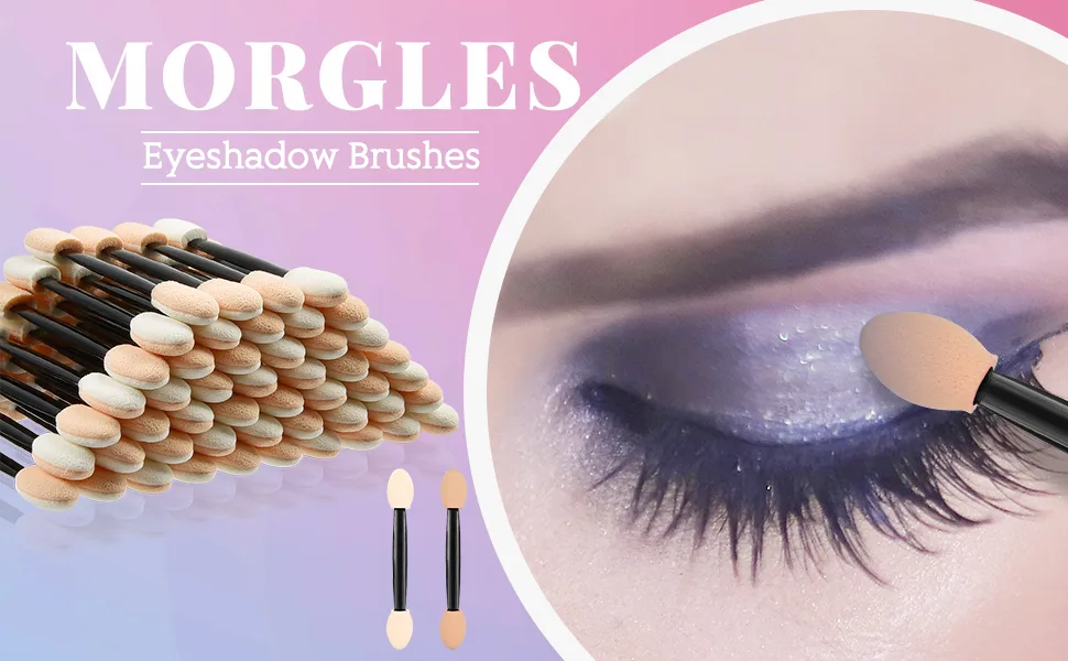 Eyeshadow Applicators MORGLES Eyeshadow Brush Sponge Applicator 50pcs Disposable Eyeshadow Brush Eyeshadow Sponge Brush Eye Makeup Applicators(Black) 50 Count (Pack of 1) Black 50pcs - Eyeshadow brush