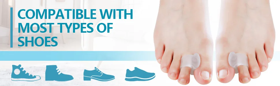 Sumiwish Bunion Corrector Toe Spacer Gel Toe Separators Overlapping Toe Correction with Loop Toe Straightener Great for Bunion Pain Relief (5 Pairs/10 PCS) Clear - toe separators
