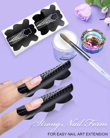 100pcs Extra Long Adhesive Stiletto Nail Forms Guide for UV Gel Acrylic Curve False Nail Tips Extension Fish Pattern HJ-NTF048 - Nail art tool Honey joy
