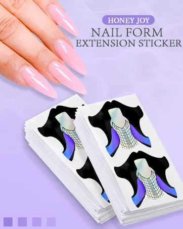 100pcs Extra Long Adhesive Stiletto Nail Forms Guide for UV Gel Acrylic Curve False Nail Tips Extension Fish Pattern HJ-NTF048 - Nail art tool Hong joy
