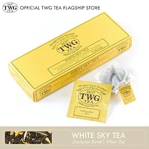 TWG Tea - White Sky Tea - White Tea - Ylang Ylang Flowers - 15 Hand Sewn Cotton Tea Bags - Gift Set - white sky
