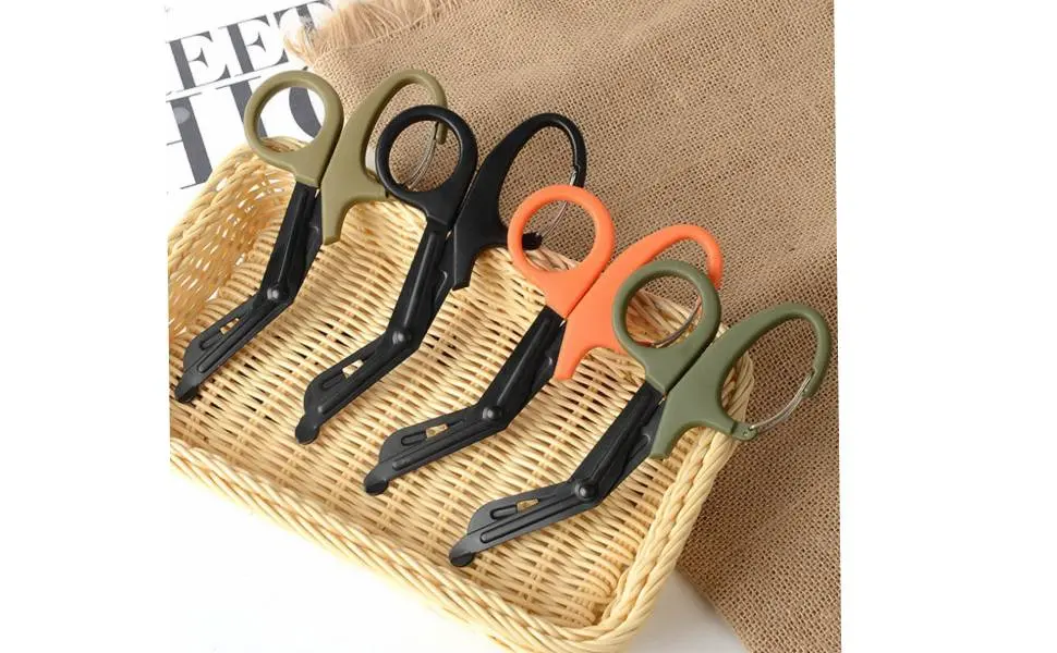 Scissors EMT and Trauma Shears Titanium Bandage Shears 7.2'' Bent Stealth Black for Nurses Students Emergency Room (Orange) - Forbici mediche